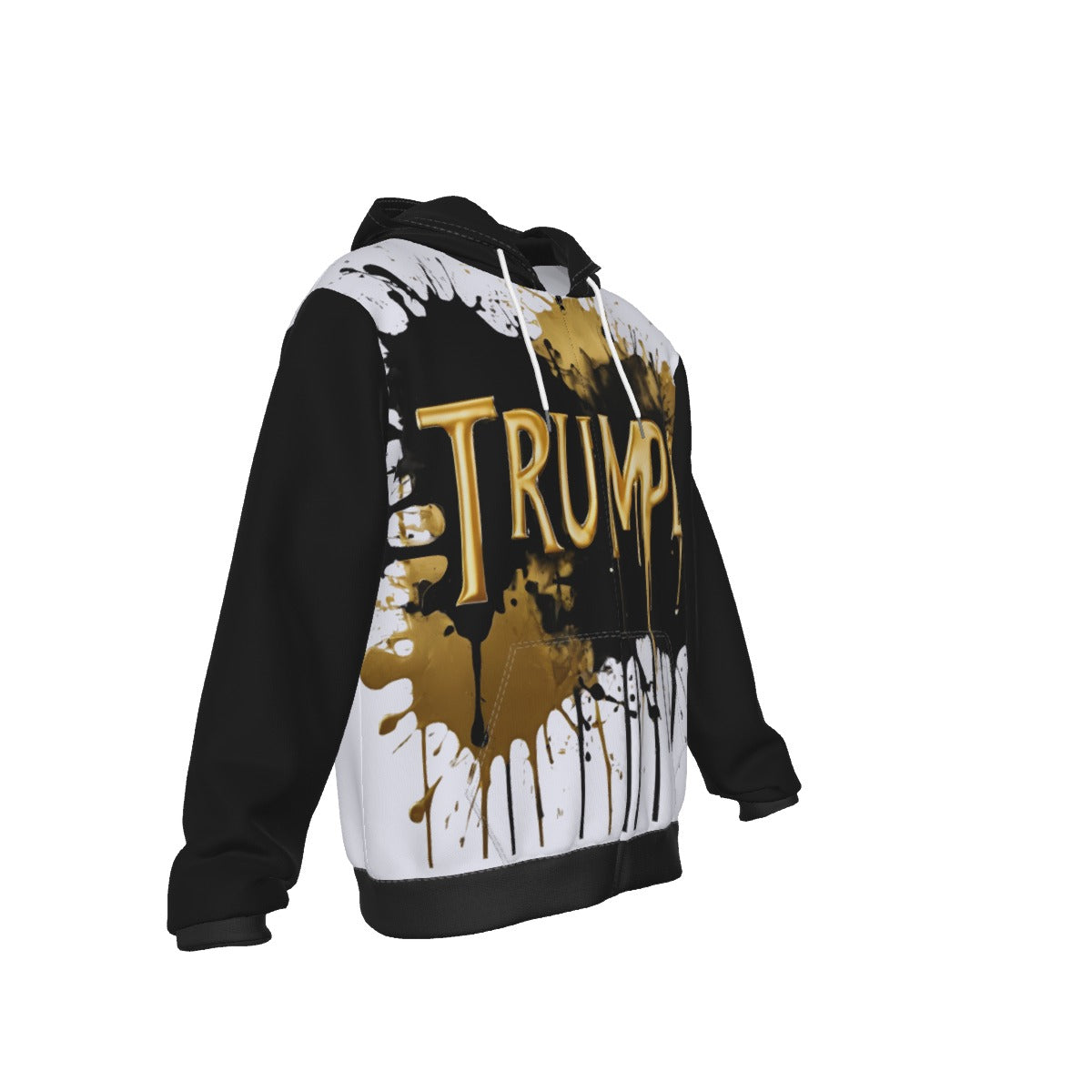 Unisex "Trumpet" Black and Gold Zip Up Hoodie With Pocket