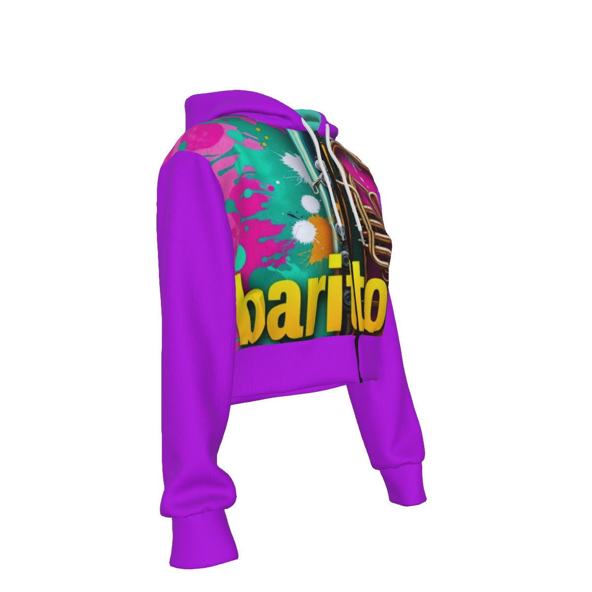 "Baritone" Women's Crop Top Hoodie With Zipper Closure
