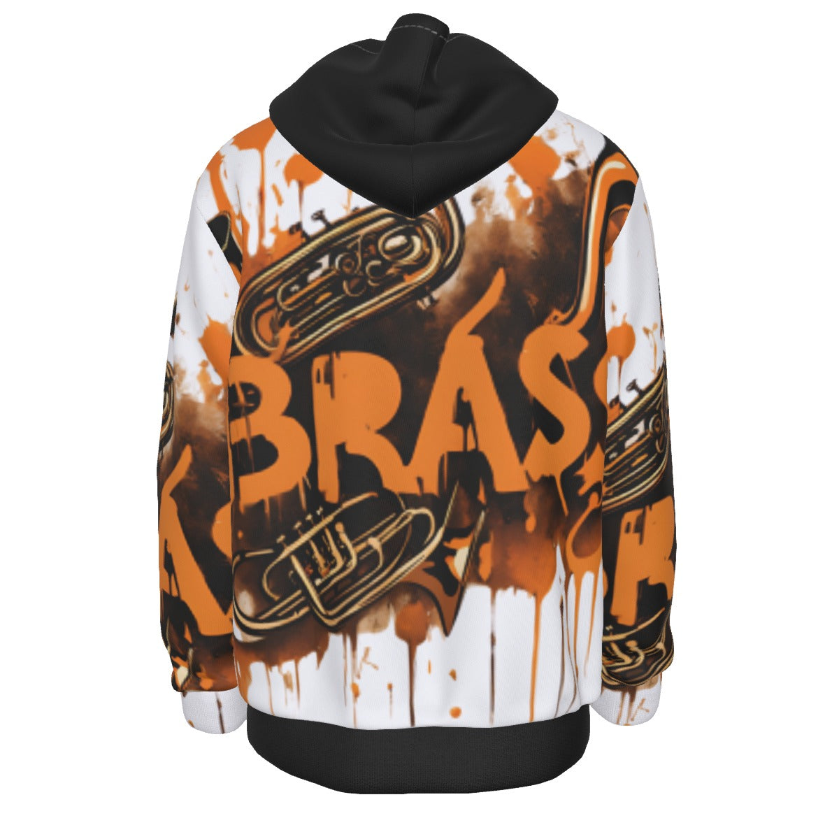 Men's Orange and Black "Brass" Splash Paint Pullover Hoodie