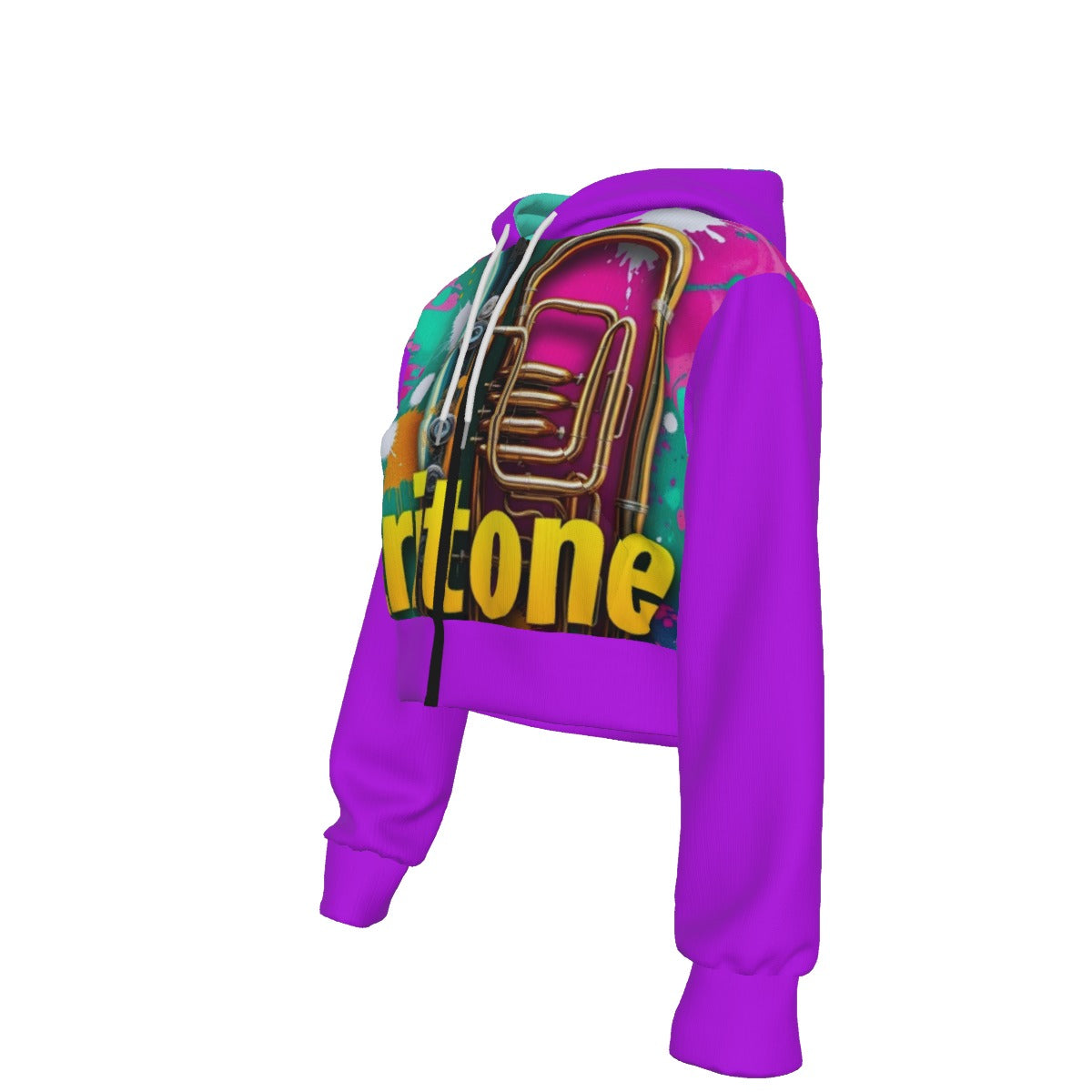 "Baritone" Women's Crop Top Hoodie With Zipper Closure