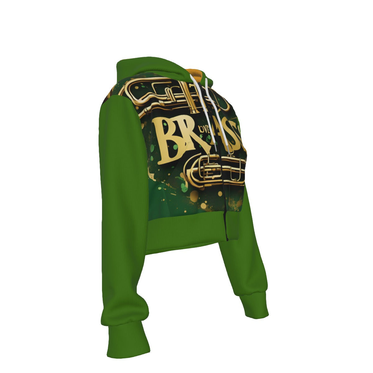 "I love Brass" Women's Crop Top Hoodie With Zipper Closure