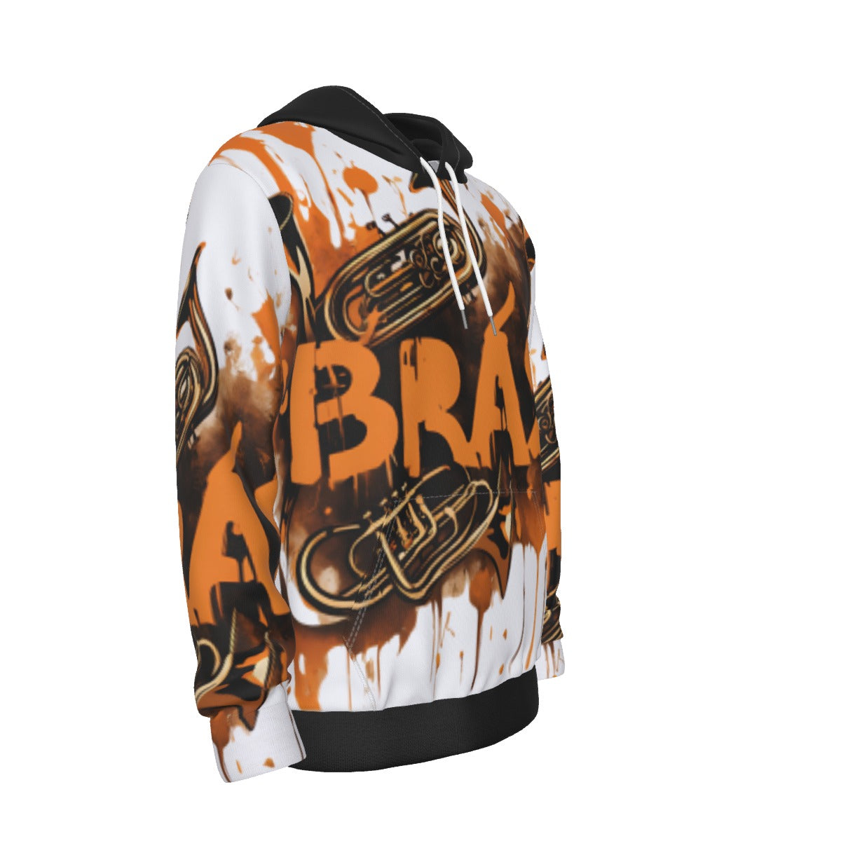 Men's Orange and Black "Brass" Splash Paint Pullover Hoodie