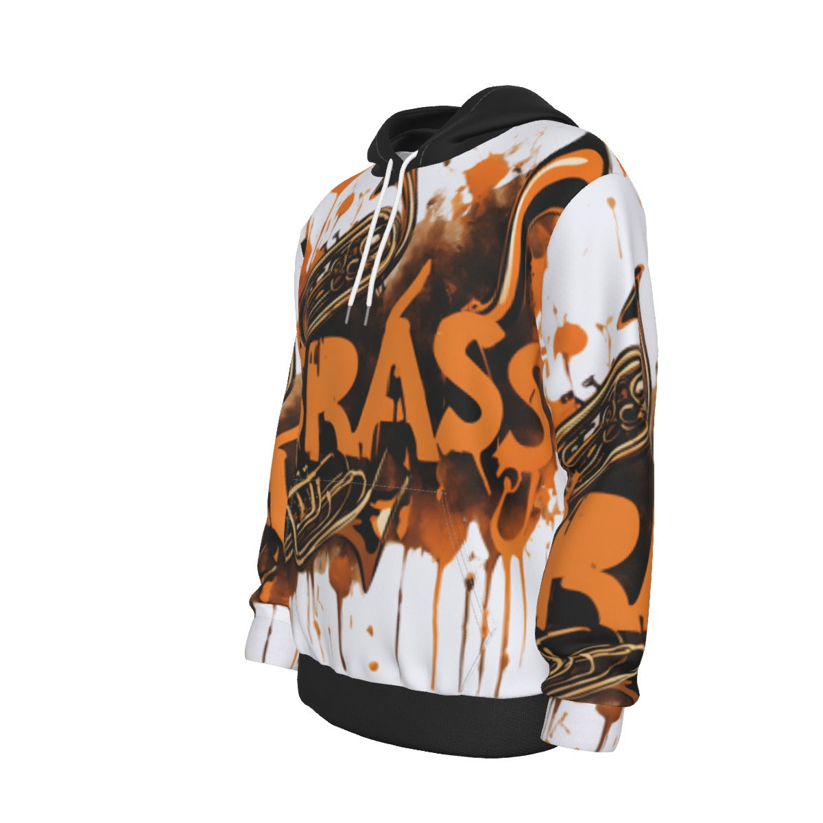 Men's Orange and Black "Brass" Splash Paint Pullover Hoodie