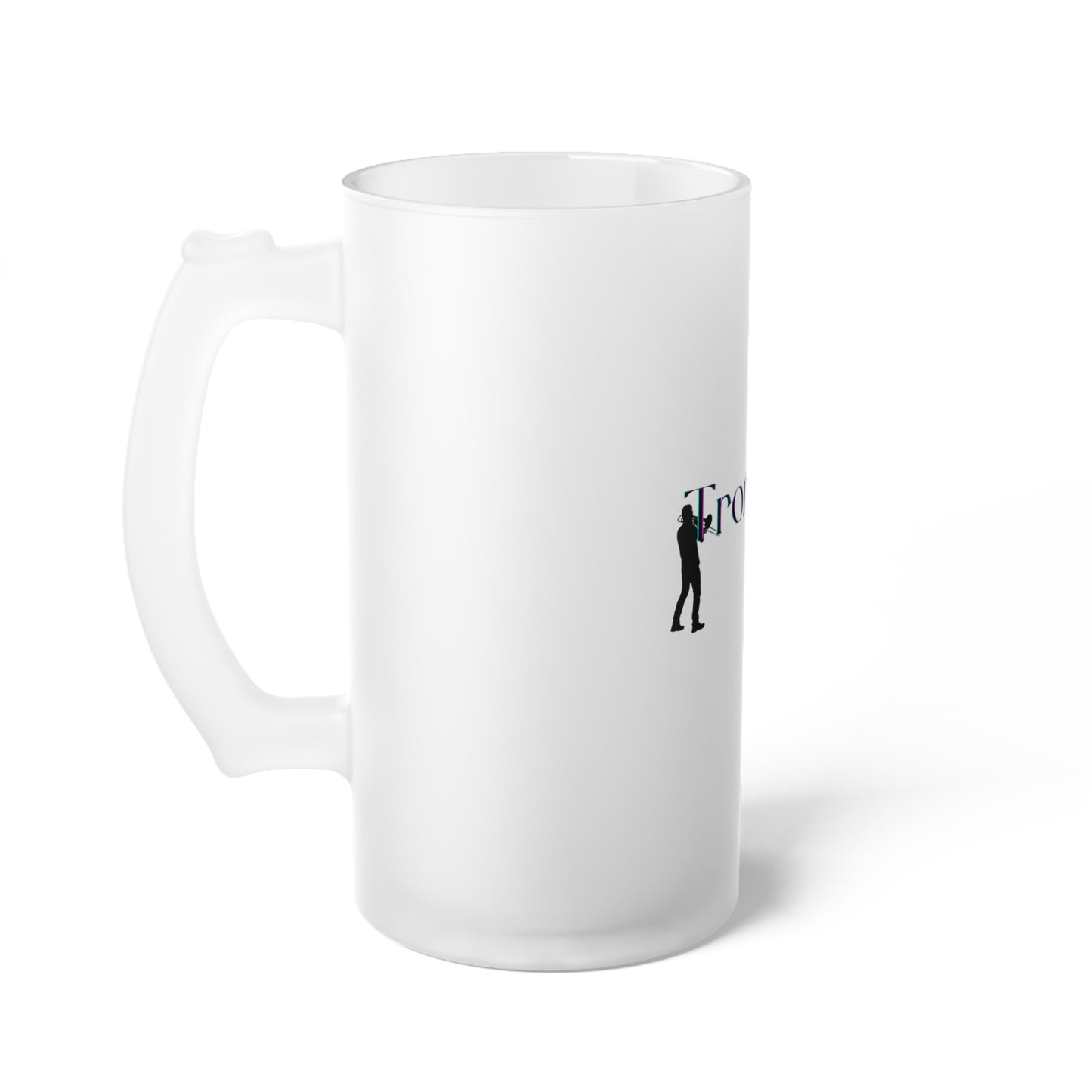 "Trombone" Frosted Glass Beer Mug