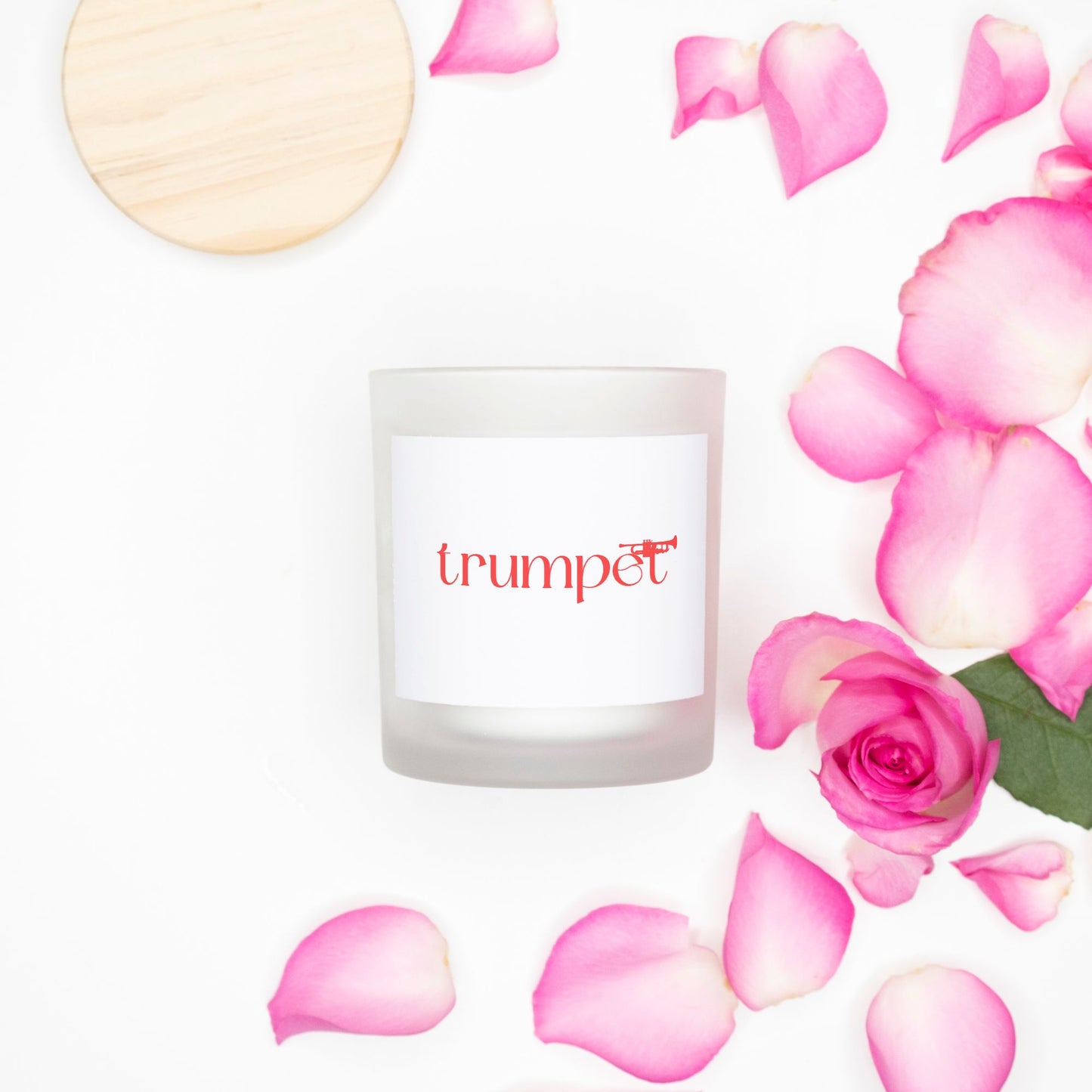 "Trumpet" Candle Frosted (Pink Wick) Glass