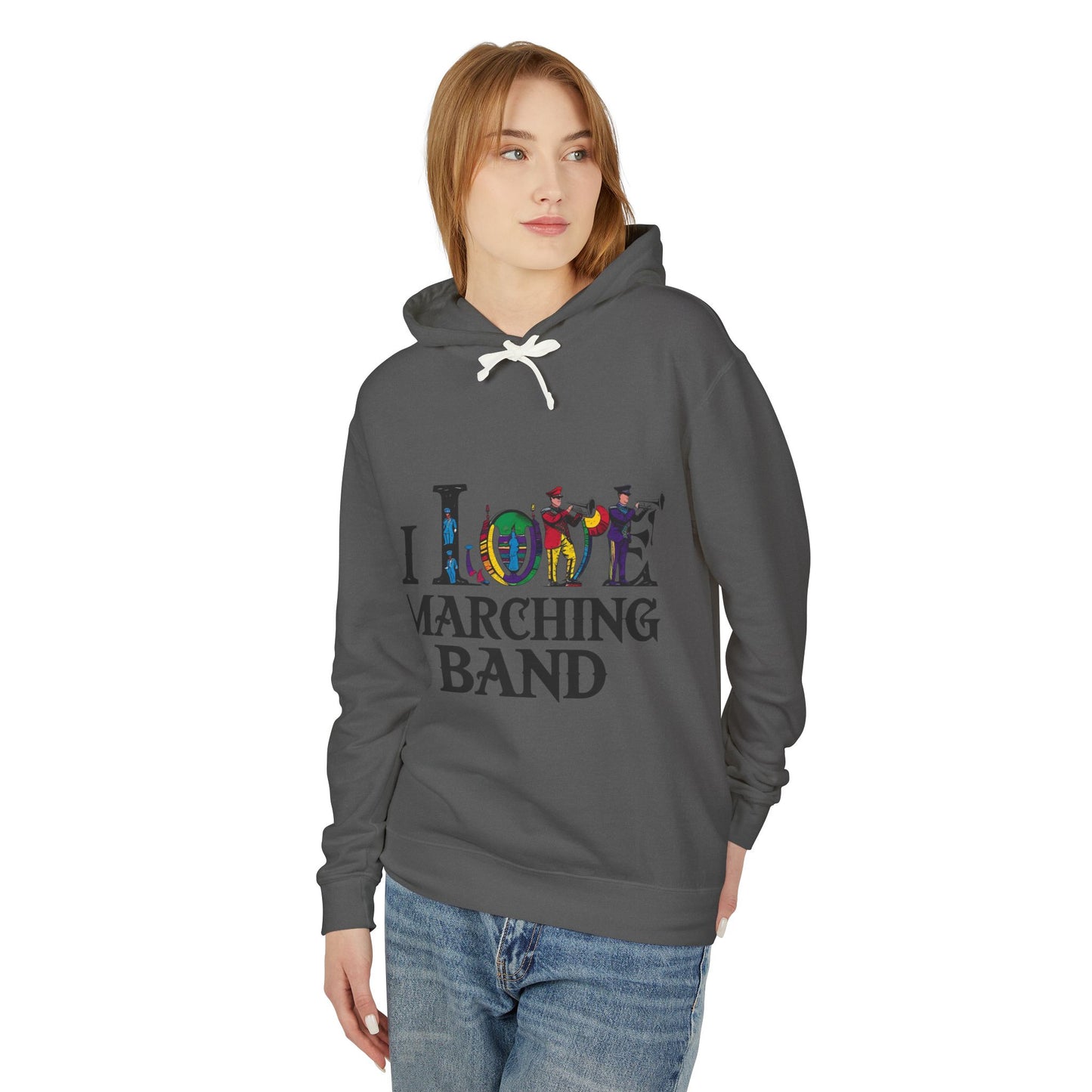 "I Love Marching Band" Unisex Lightweight Hoodie