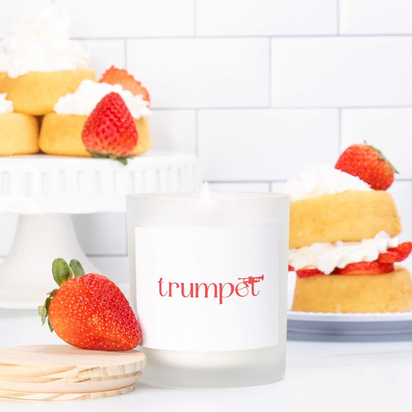 "Trumpet" Candle Frosted (Pink Wick) Glass