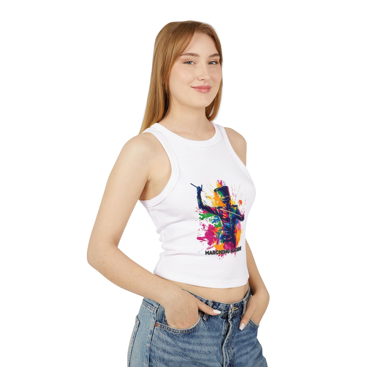 "Marching Machine" Women's Micro Rib Racer Tank Top