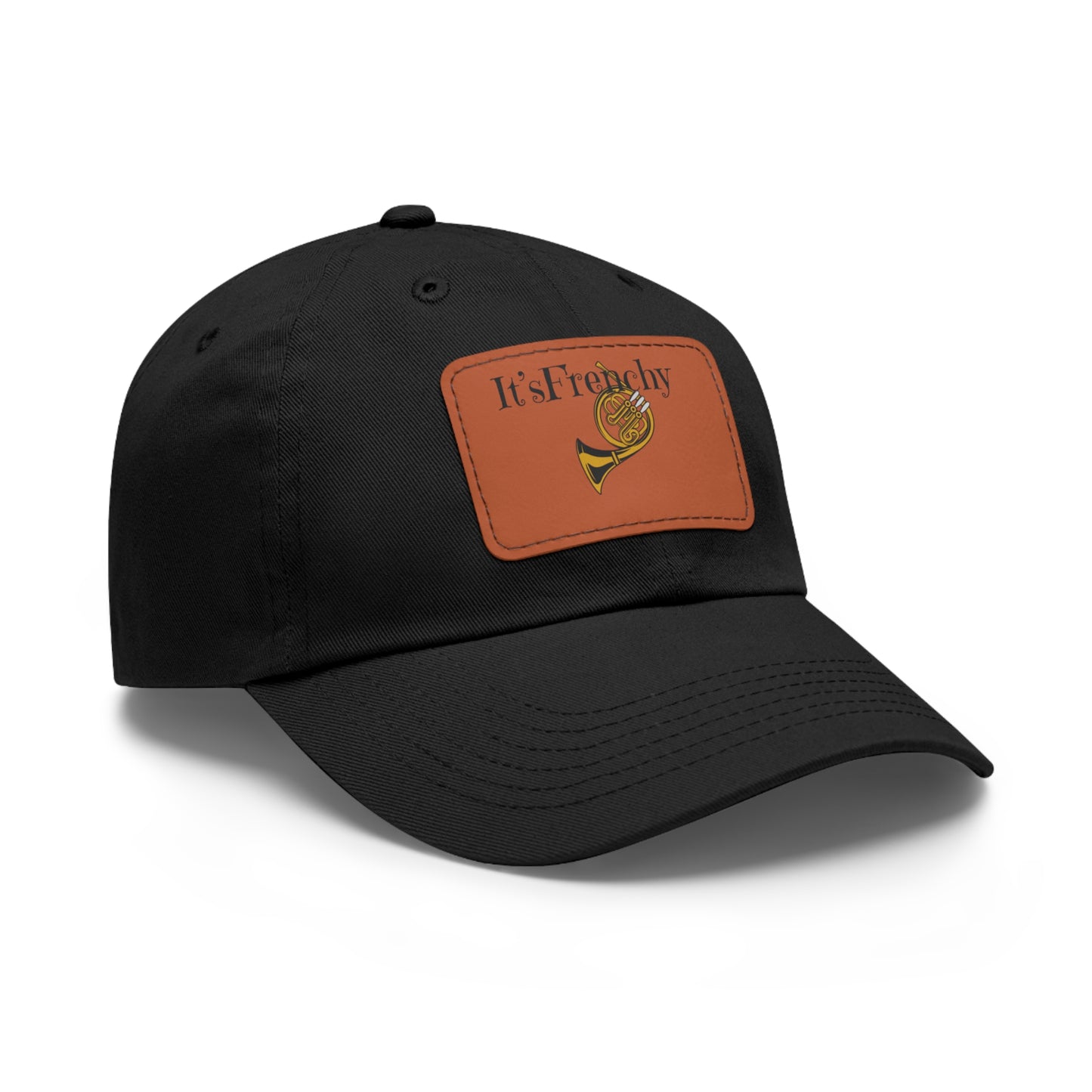 "French Horn" Dad Hat with Leather Patch (Rectangle)