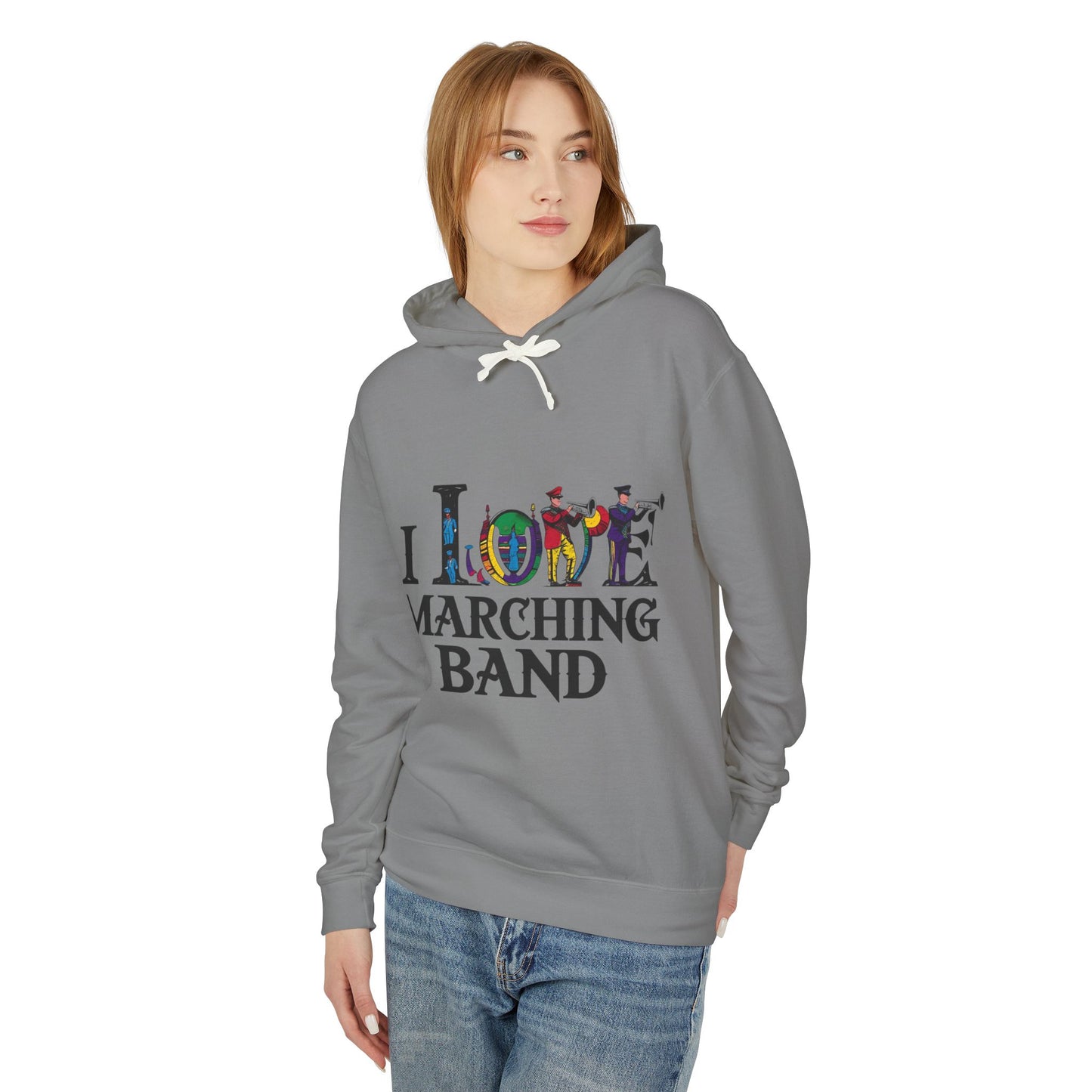 "I Love Marching Band" Unisex Lightweight Hoodie