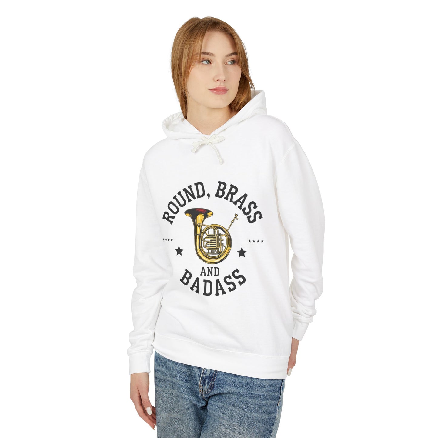 "French Horn" Round, Brass and Badass Unisex Lightweight Hoodie