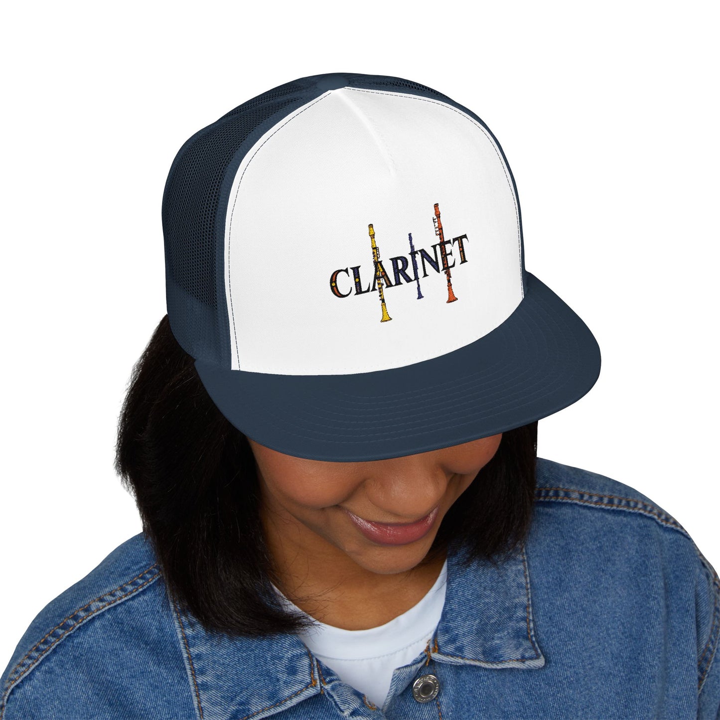 Embroidered "Clarinet" 5 Panel Trucker Cap