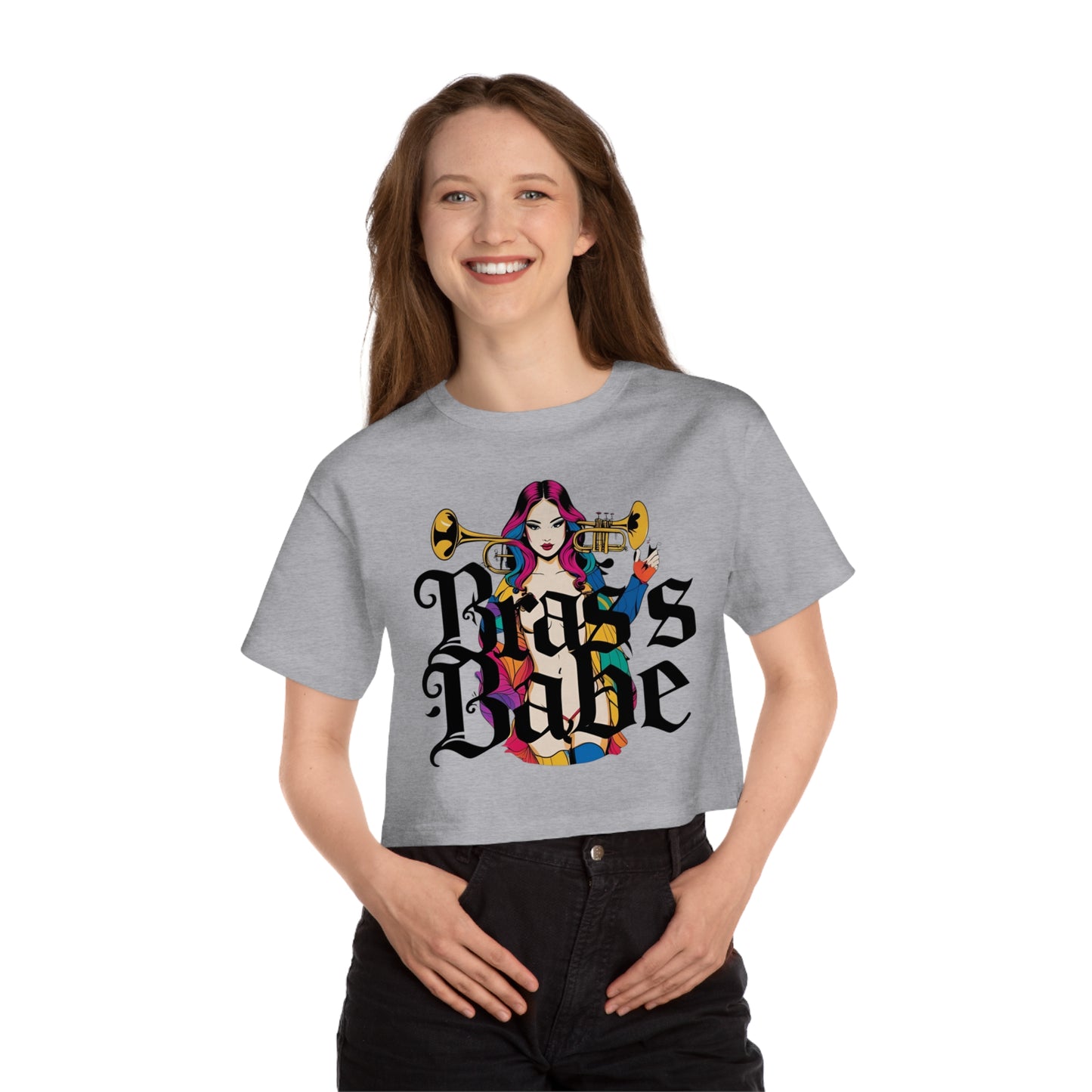 "Brass Babe" Champion Cropped T-Shirt