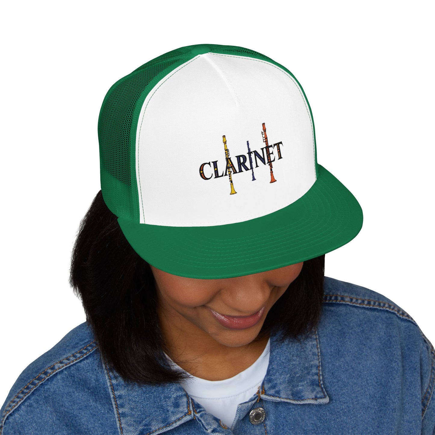 Embroidered "Clarinet" 5 Panel Trucker Cap