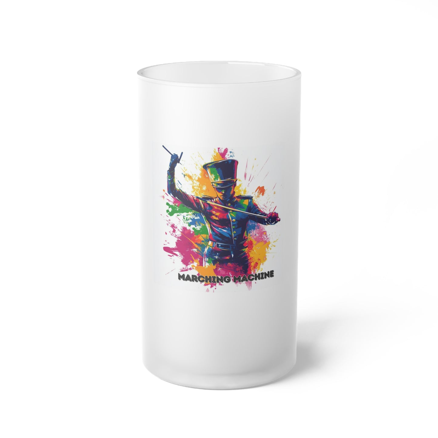"Marching Machine" Frosted Glass Beer Mug