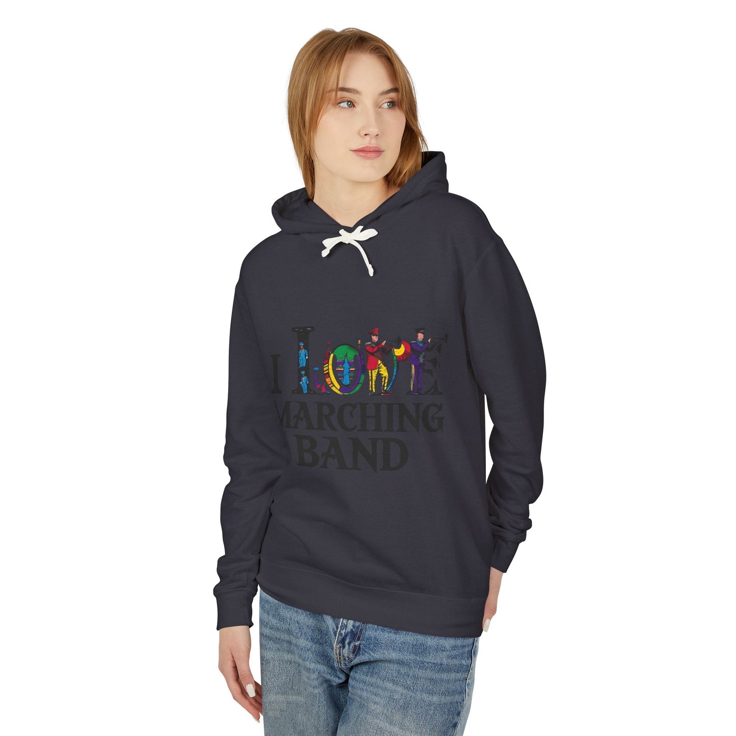 "I Love Marching Band" Unisex Lightweight Hoodie