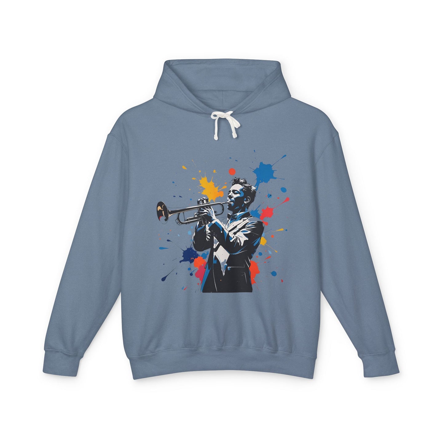 Jazz-Inspired "Trumpet" Splash Paint Unisex Lightweight Hoodie