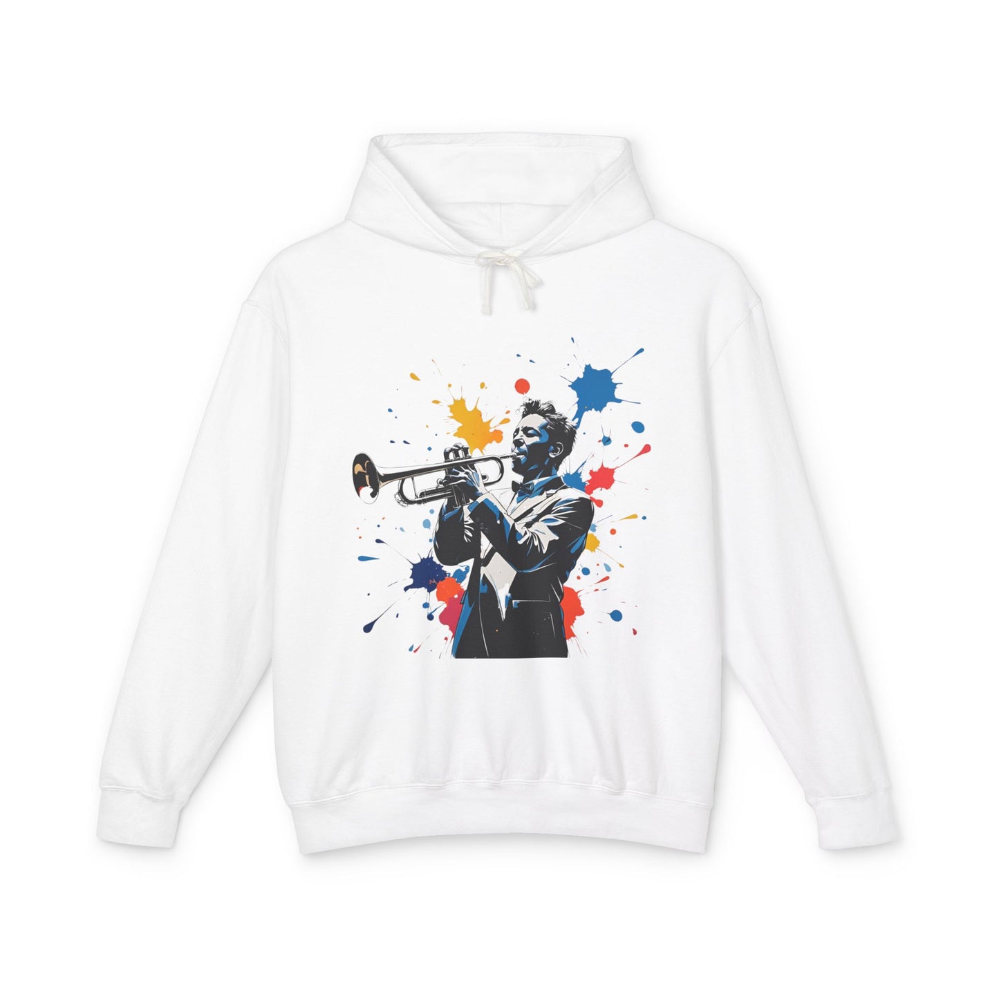 Jazz-Inspired "Trumpet" Splash Paint Unisex Lightweight Hoodie