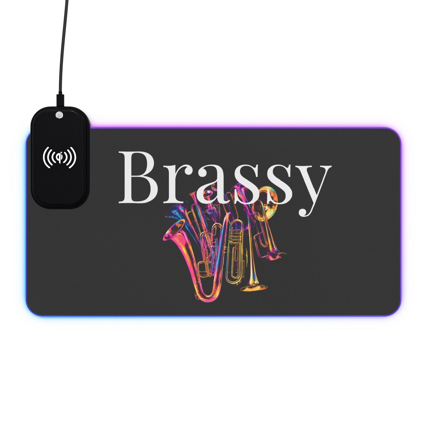 "Brassy" LED Gaming Mouse Pad, Wireless Charging