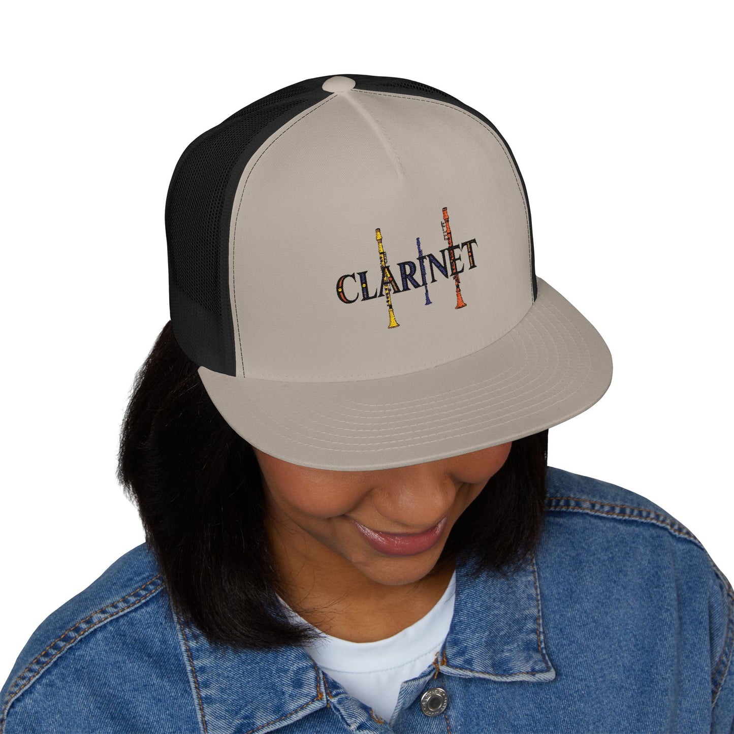 Embroidered "Clarinet" 5 Panel Trucker Cap