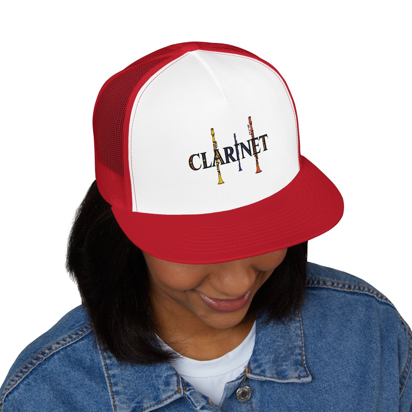 Embroidered "Clarinet" 5 Panel Trucker Cap