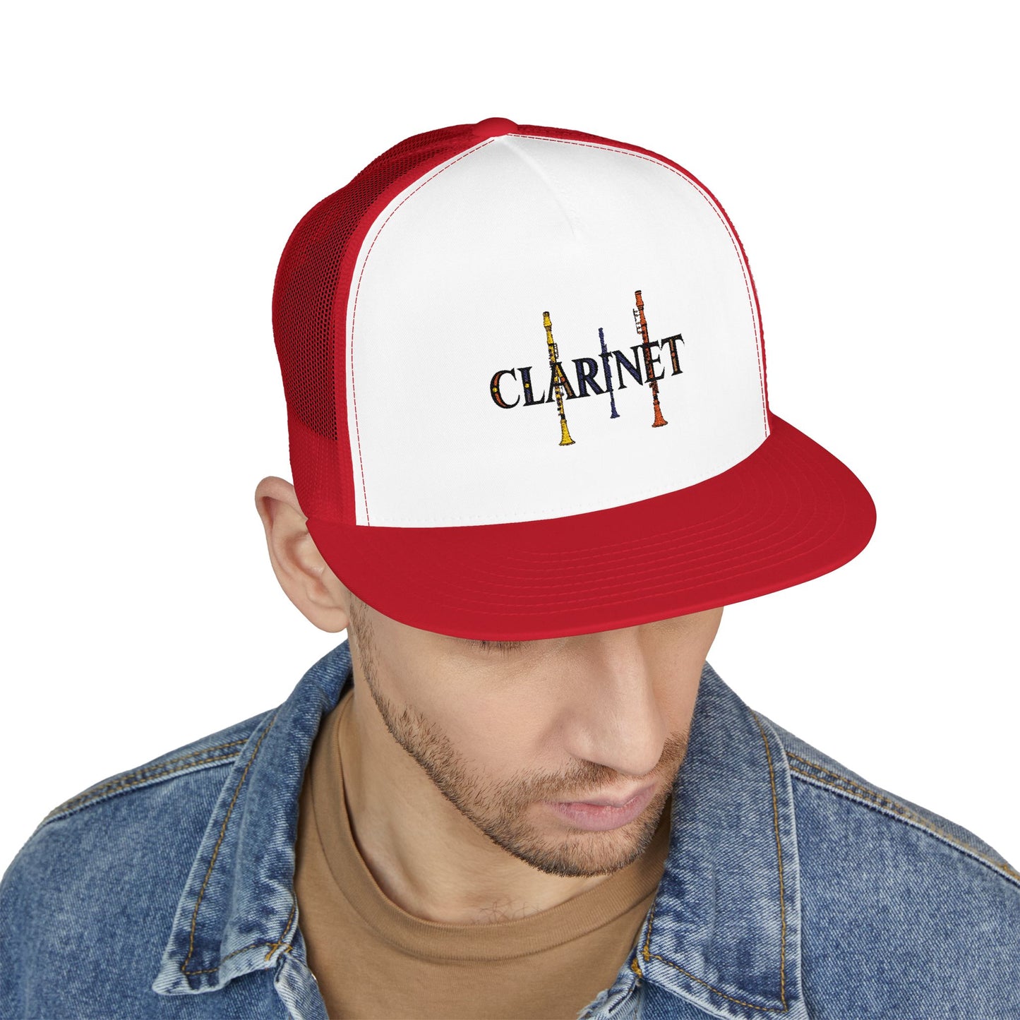 Embroidered "Clarinet" 5 Panel Trucker Cap
