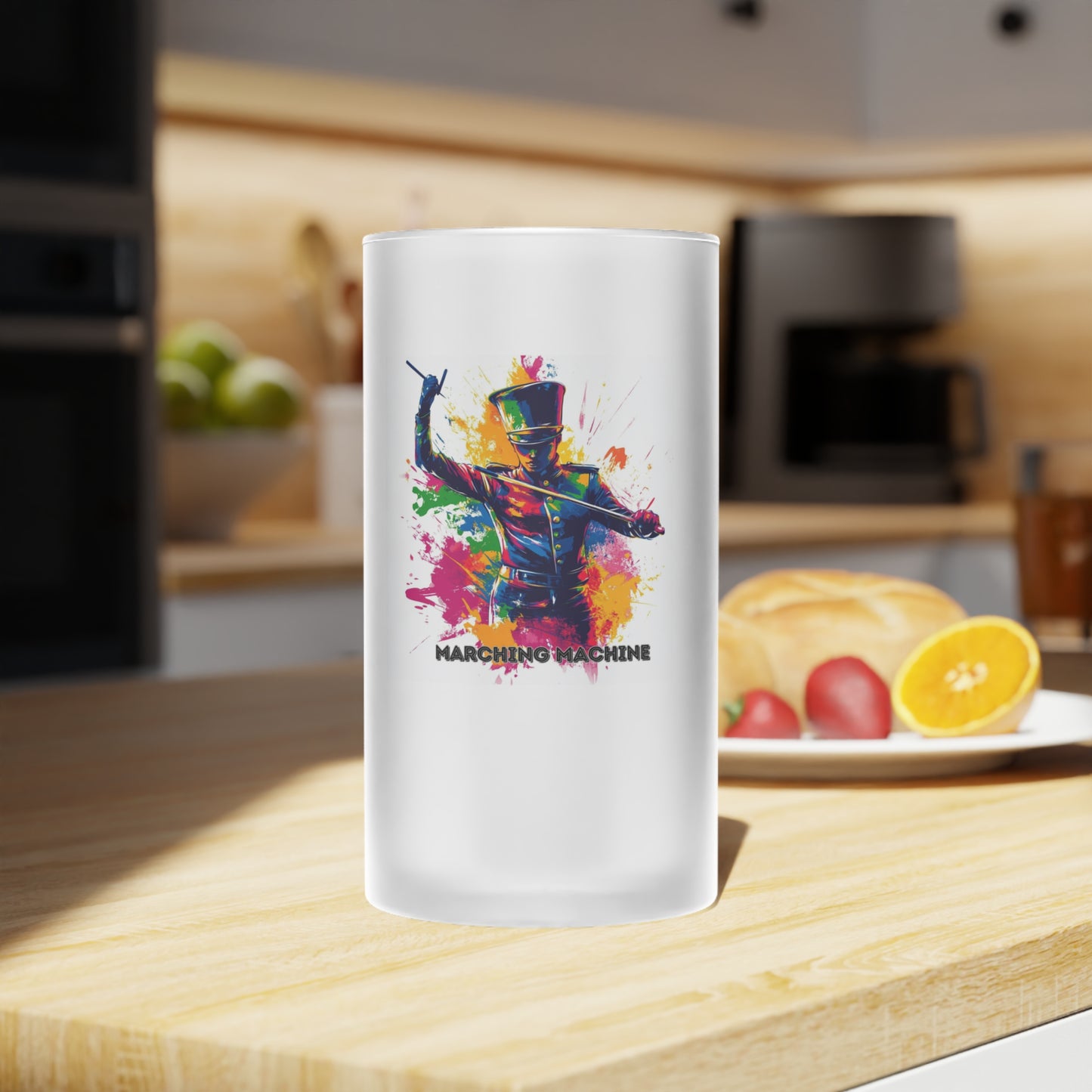 "Marching Machine" Frosted Glass Beer Mug