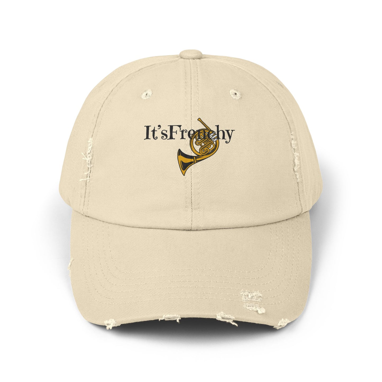 Unisex "French Horn" Distressed Cap