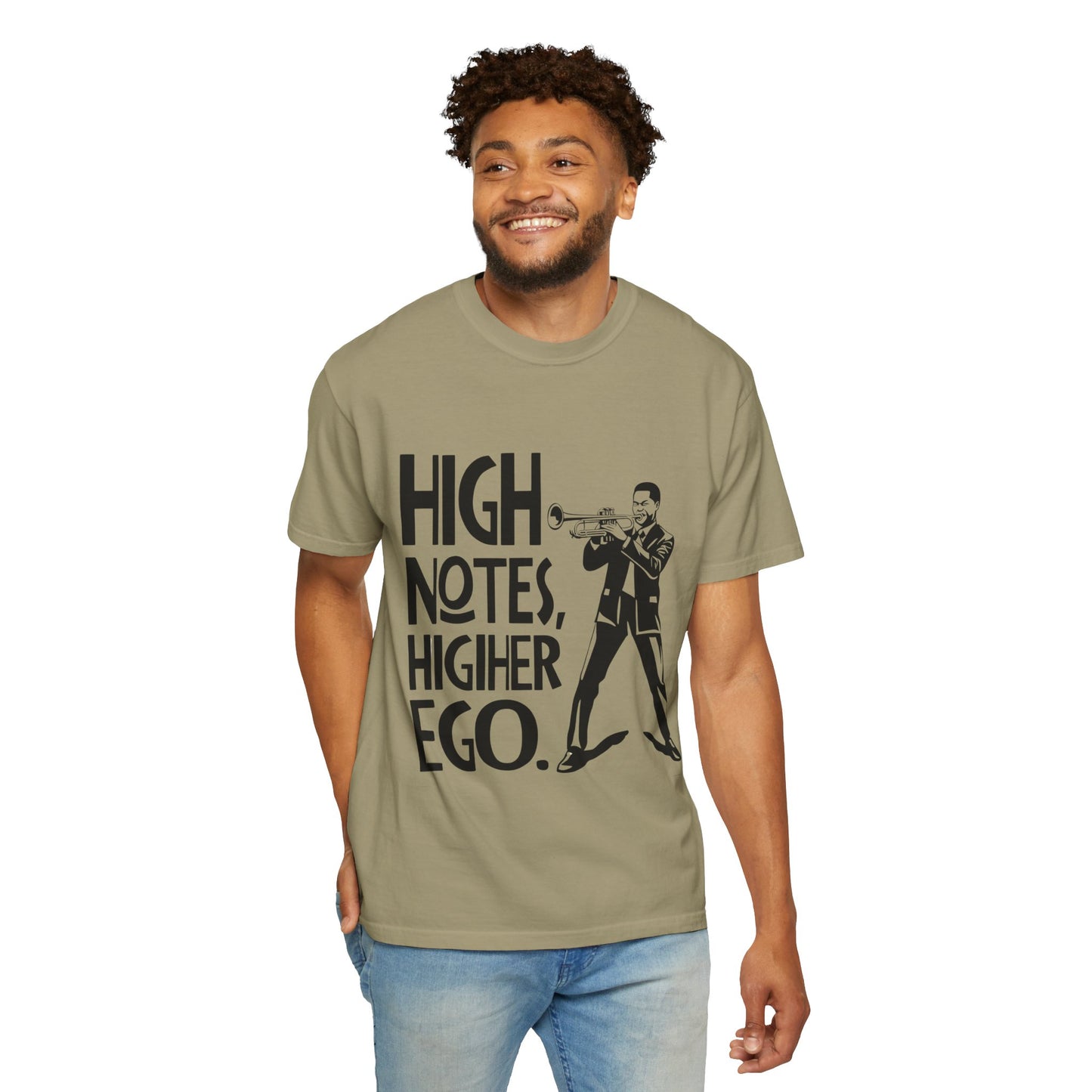 "High Notes, Higher Ego" Unisex Garment-Dyed T-Shirt