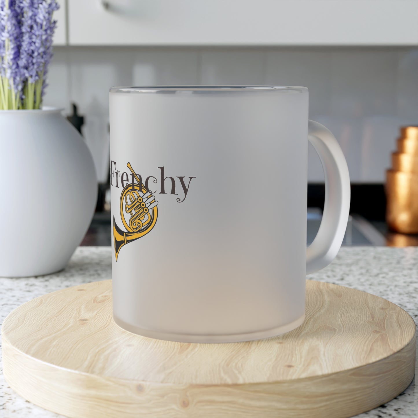 French Horn Frosted Glass Mug