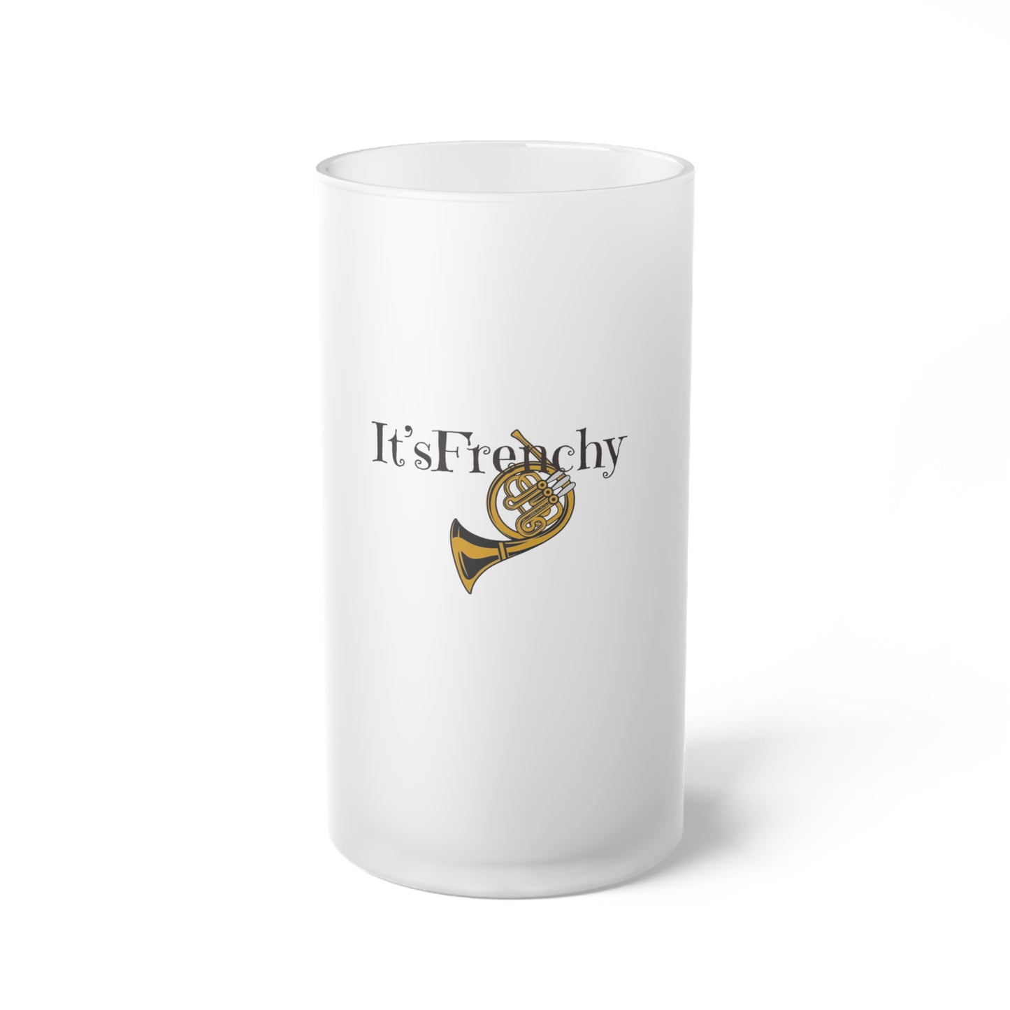 "French Horn" Frosted Glass Beer Mug