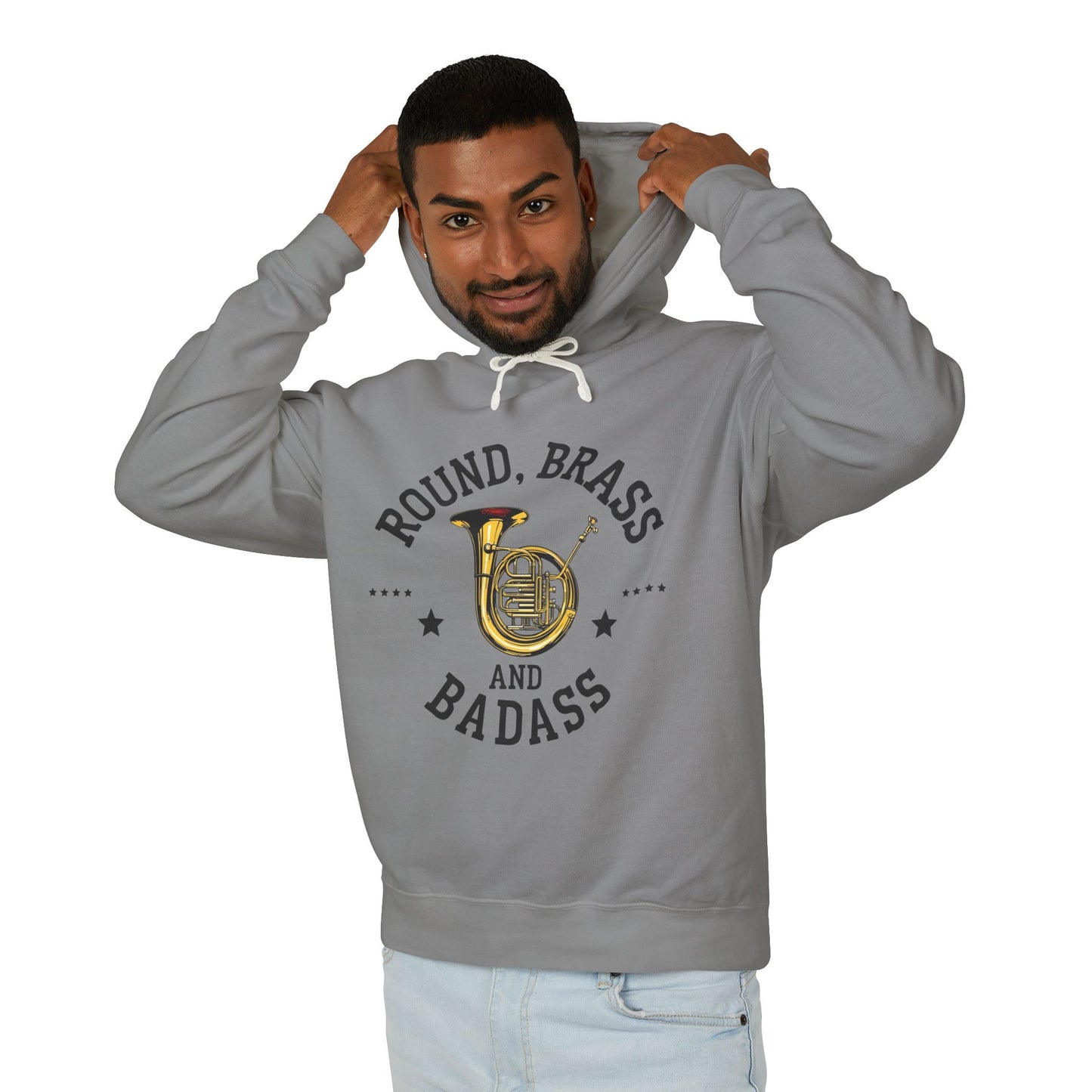 "French Horn" Round, Brass and Badass Unisex Lightweight Hoodie