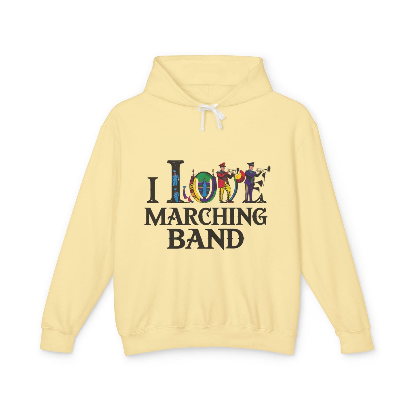 "I Love Marching Band" Unisex Lightweight Hoodie