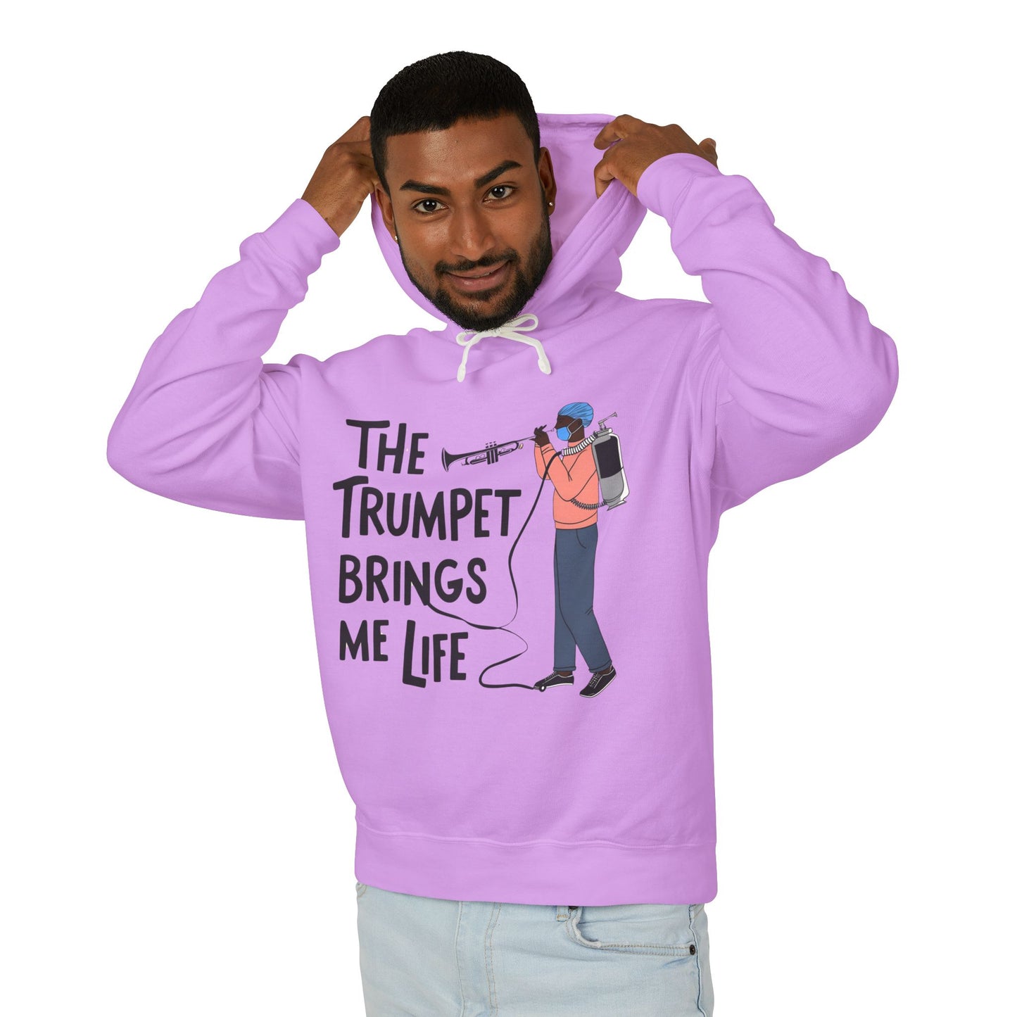 The "Trumpet Brings Me Life" Unisex Lightweight Hooded Sweatshirt