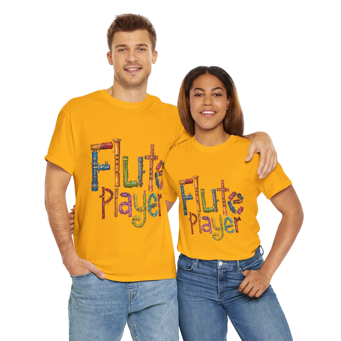 "Flute Player" Unisex Heavy Casual Cotton T-Shirt