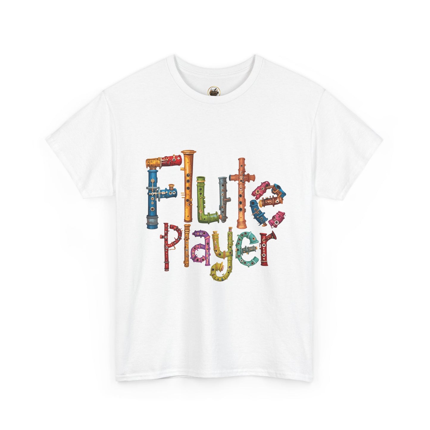 "Flute Player" Unisex Heavy Casual Cotton T-Shirt