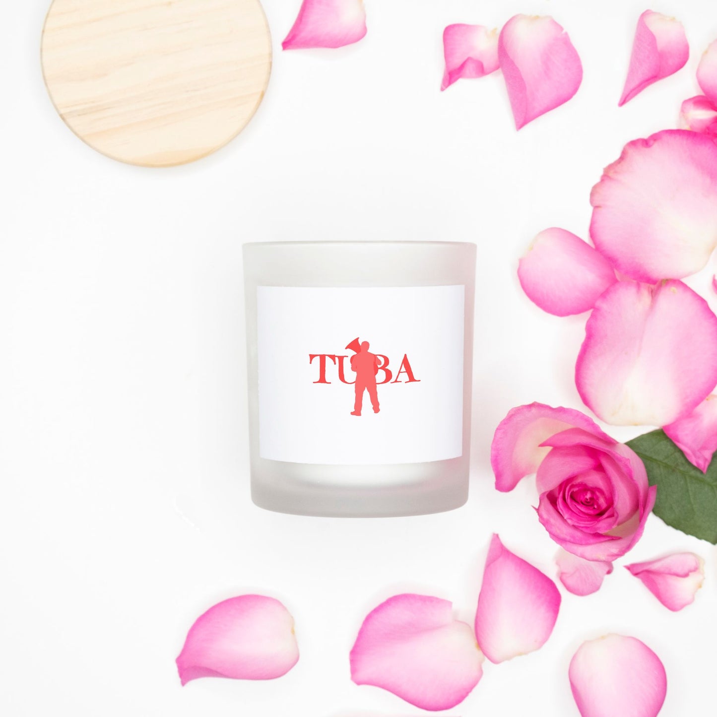 "Tuba" Candle Frosted (Pink Wick) Glass