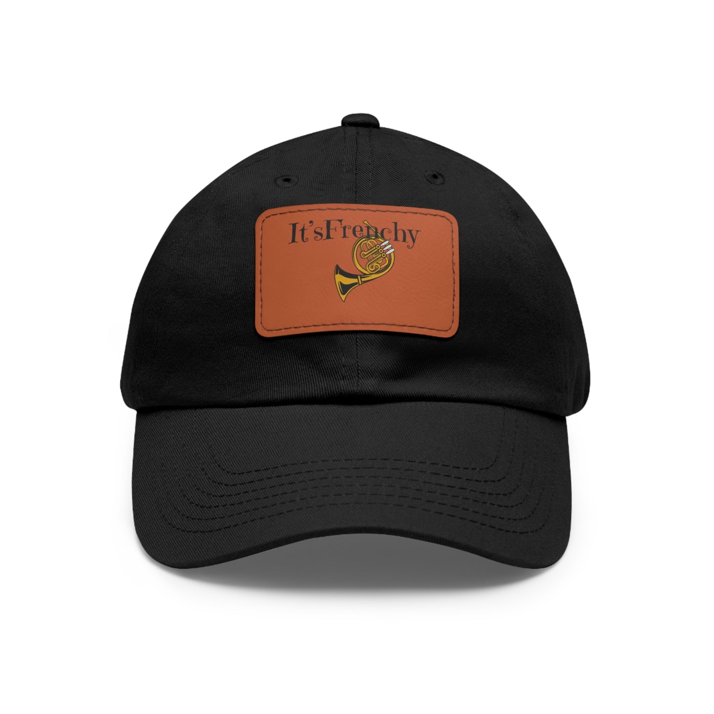 "French Horn" Dad Hat with Leather Patch (Rectangle)