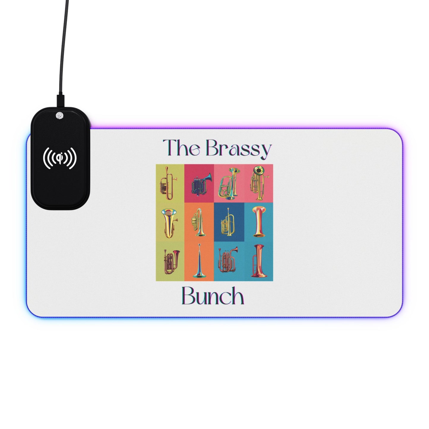 "Brassy Bunch" LED Gaming Mouse Pad, Wireless Charging