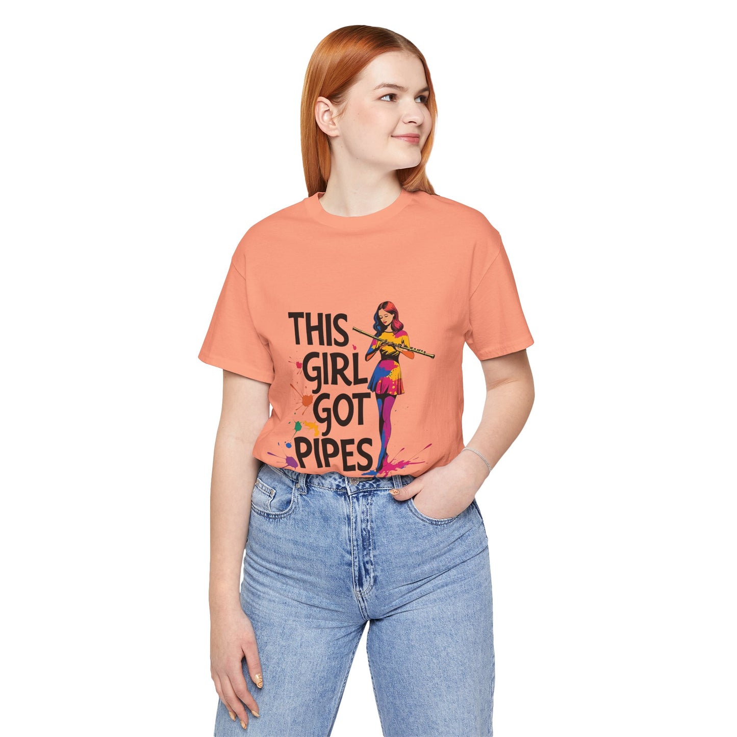 "This Girl Got Pipes" Flute Girl Unisex Tee