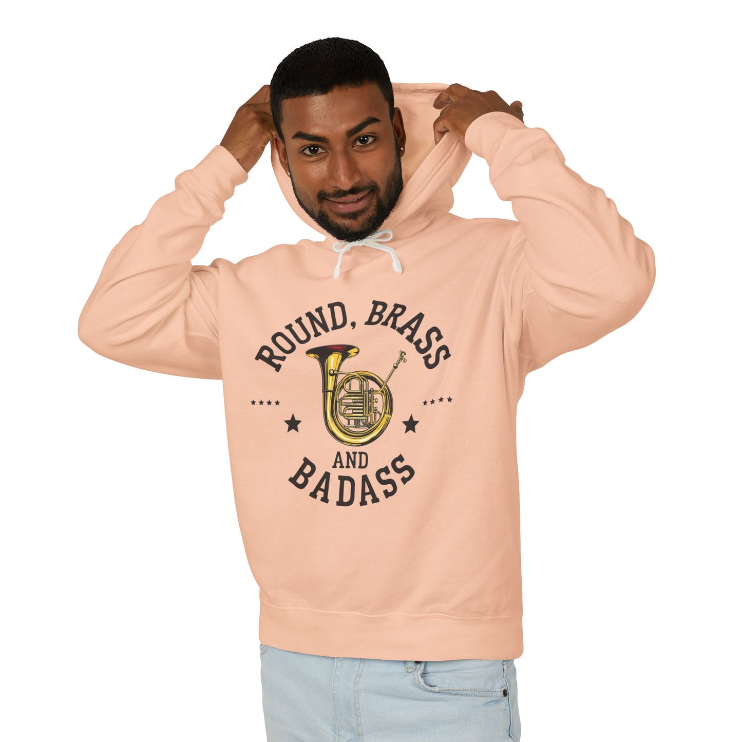 "French Horn" Round, Brass and Badass Unisex Lightweight Hoodie