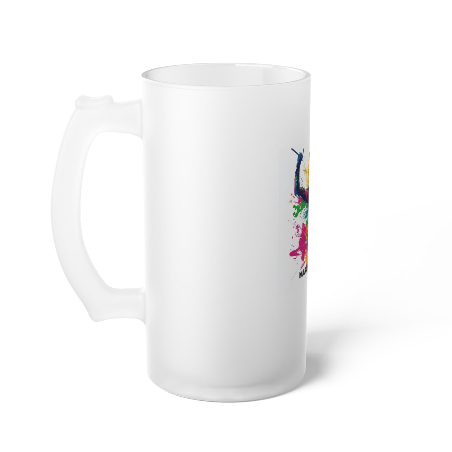 "Marching Machine" Frosted Glass Beer Mug