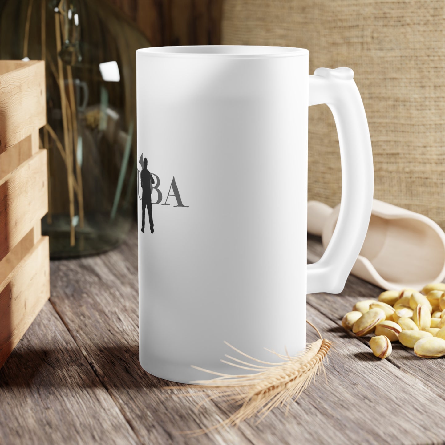 "Tuba" Frosted Glass Beer Mug