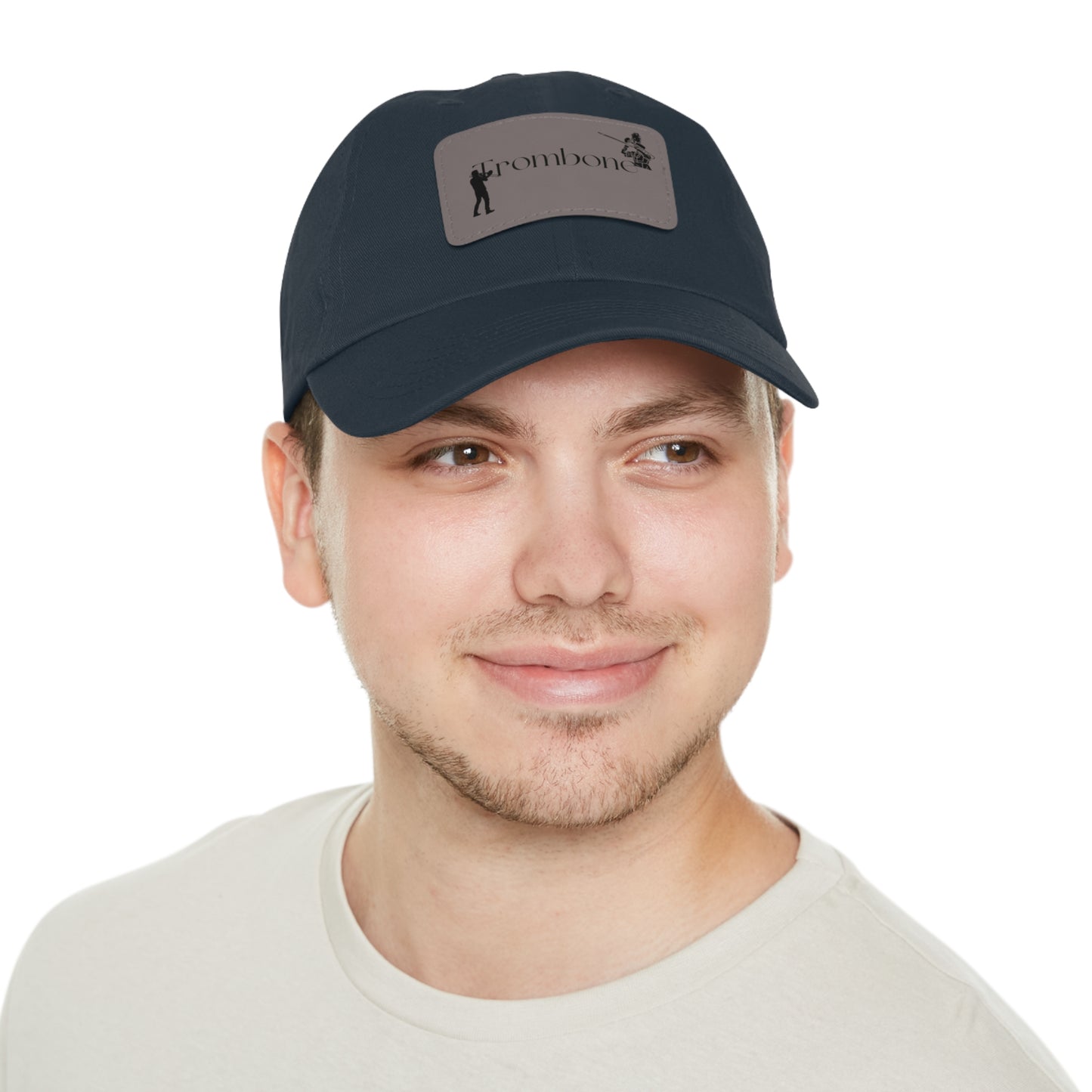 "Trombone" Dad Hat with Leather Patch (Rectangle)