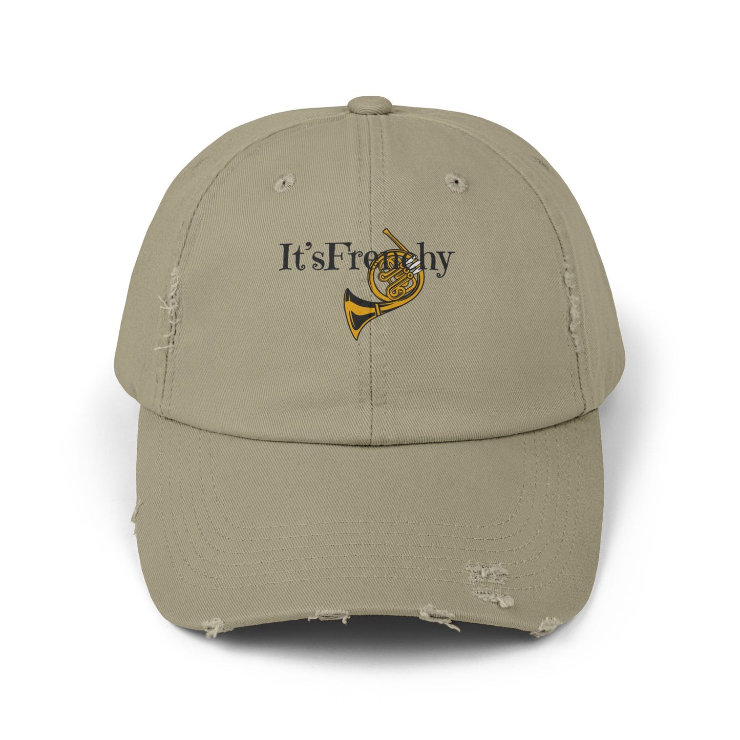 Unisex "French Horn" Distressed Cap
