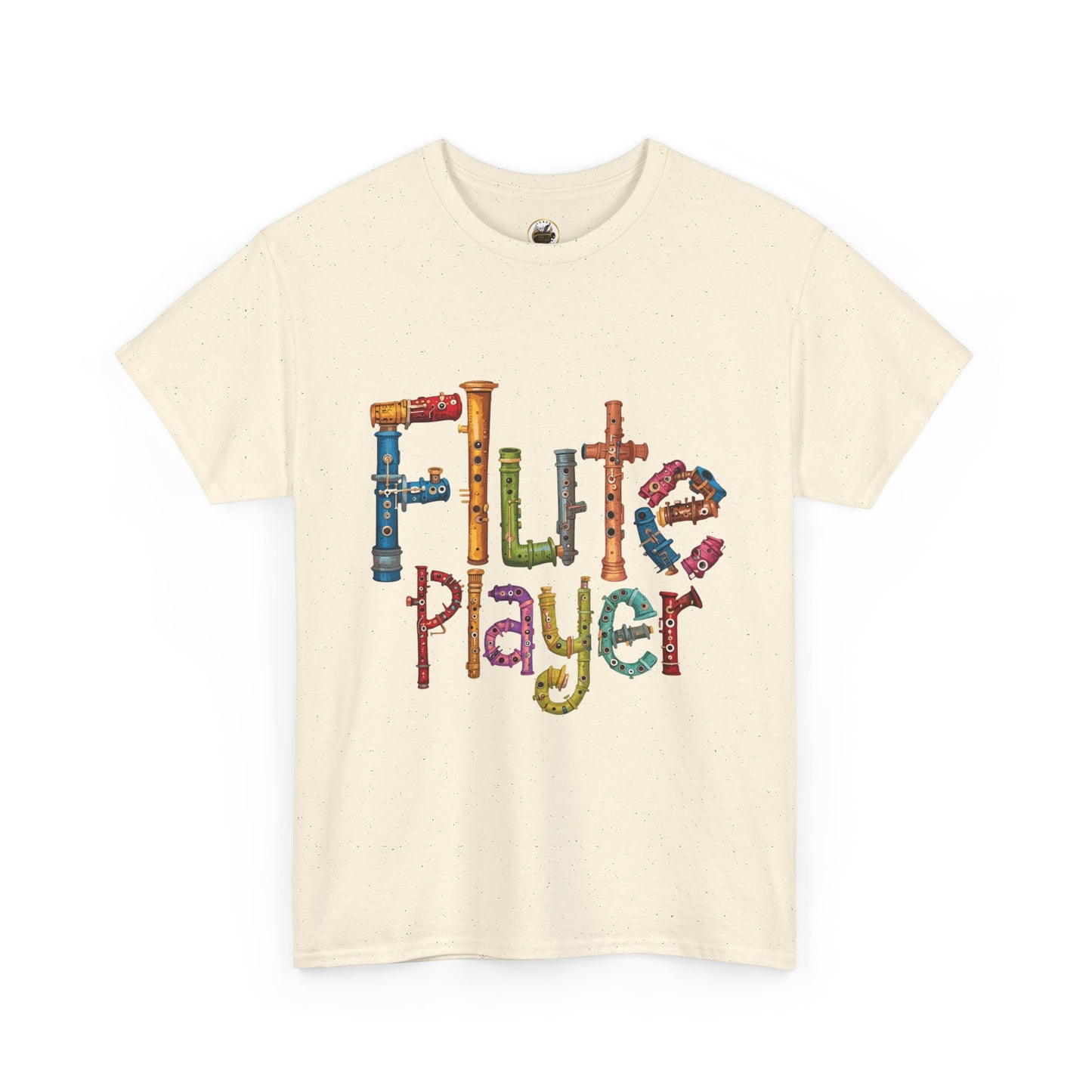 "Flute Player" Unisex Heavy Casual Cotton T-Shirt