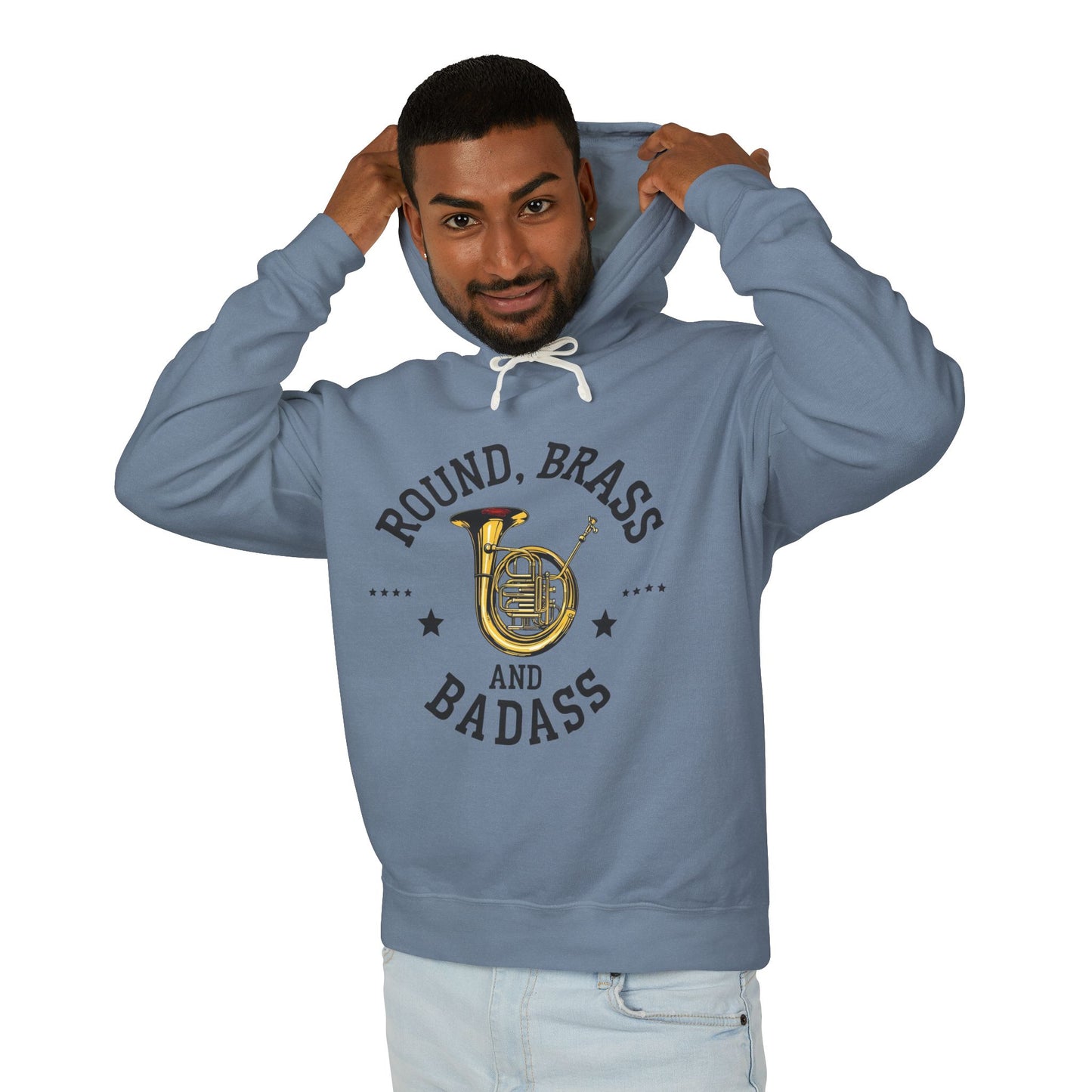 "French Horn" Round, Brass and Badass Unisex Lightweight Hoodie