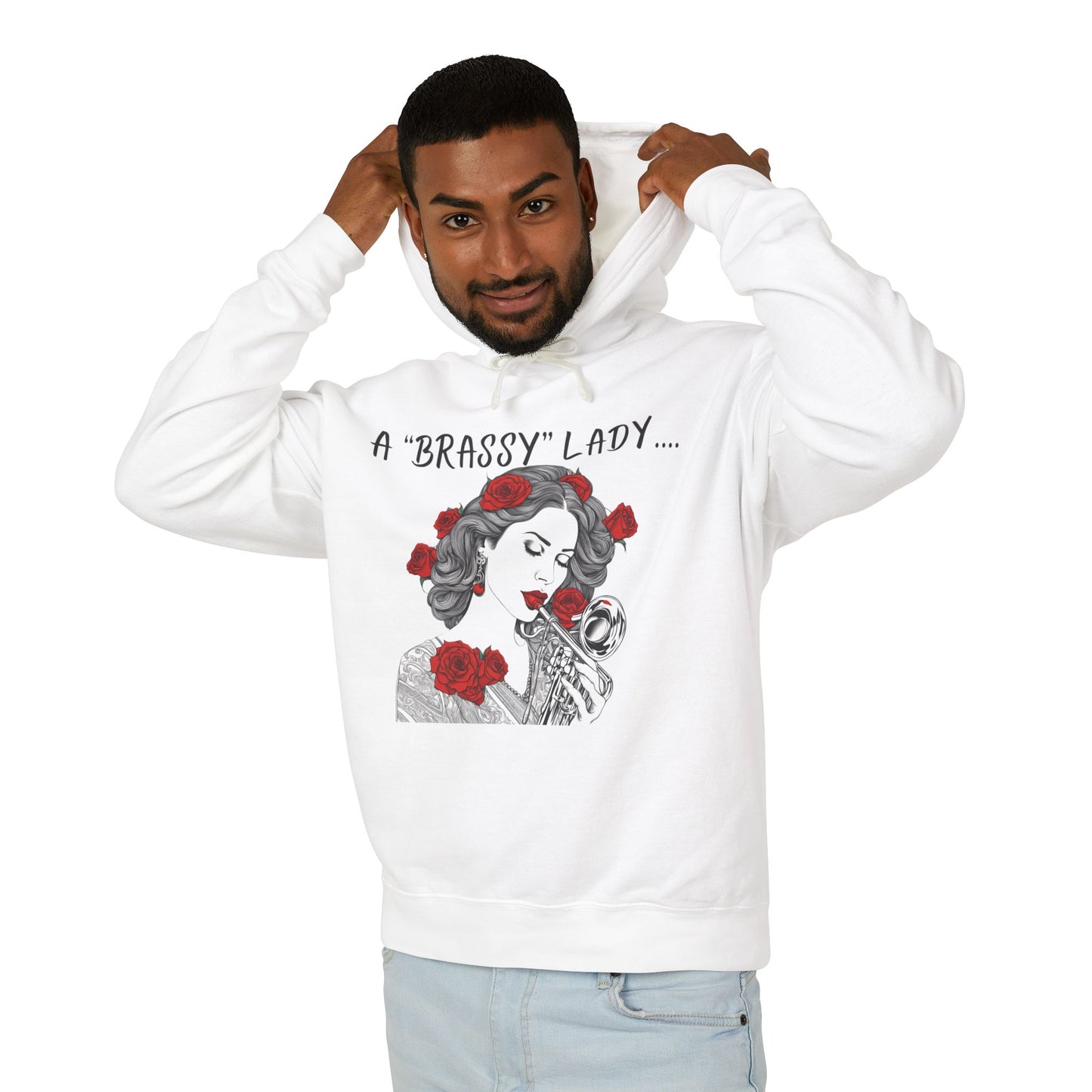 "A Brassy Lady" Unisex Lightweight Hooded Sweatshirt