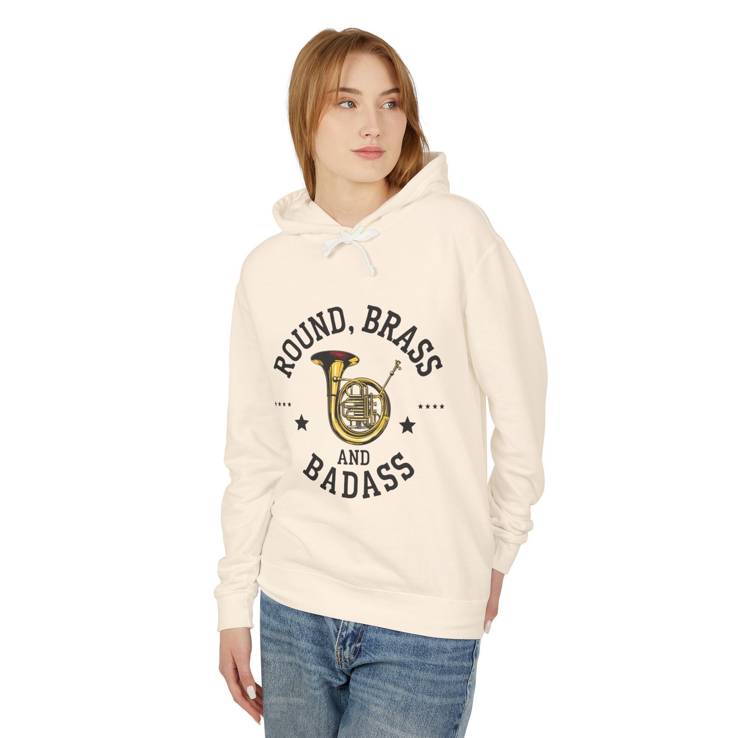 "French Horn" Round, Brass and Badass Unisex Lightweight Hoodie
