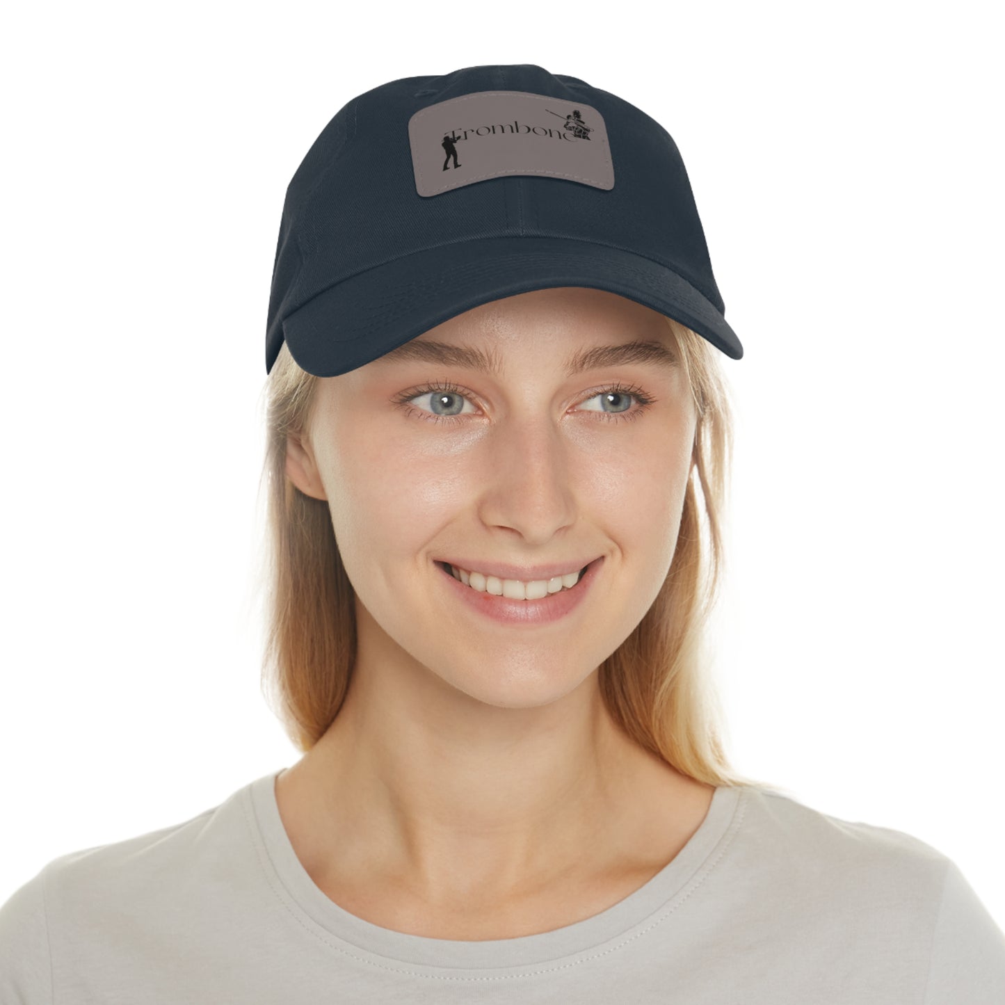 "Trombone" Dad Hat with Leather Patch (Rectangle)